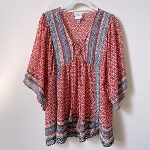 Knox Rose Flutter Sleeve Orange Top - XL